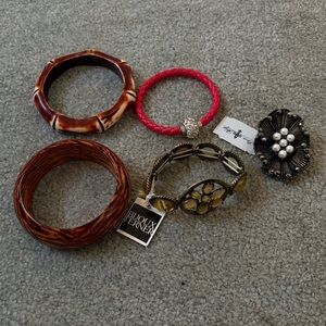 Women’s Lot Of Costume Jewelry Five Pieces Four Bracelets One Ring